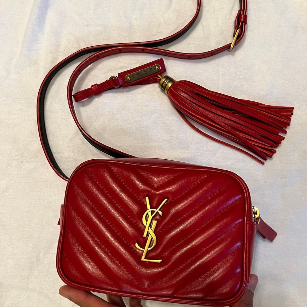 SOLD!! Saint Laurent Lou Red Leather Belt Bag